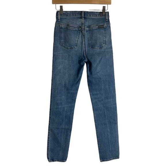 7 For All Mankind Peggi Tapered Straight High Rise Blue Denim Jeans Size 25 - Picture 11 of 15